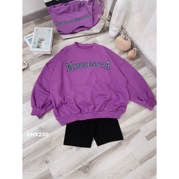 SET QUẦN LEGING + ÁO SWEATER TÍM