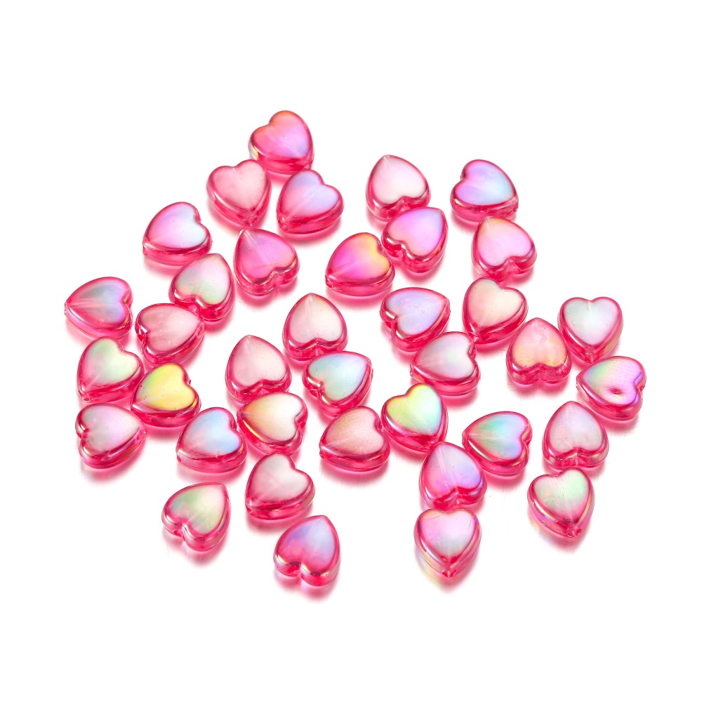 Set 50/ 100 hạt xỏ ST.KUNKKA resin kiểu dáng trái tim làm dây chuyền vòng đeo tay trang sức DIY