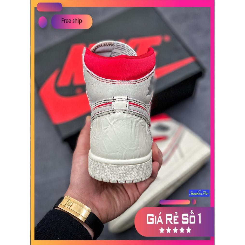 Giày thể thao sneaker AIR JORDAN 1 cao cổ trắng viền đỏ siêu đẹp dành cho nam và nữ