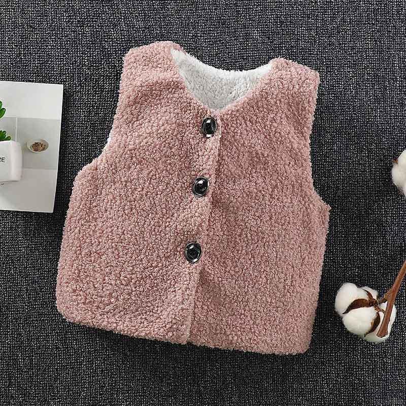 Áo khoác vest lông cừu phong cách Hàn Quốc dành cho bé 1-6 tuổi