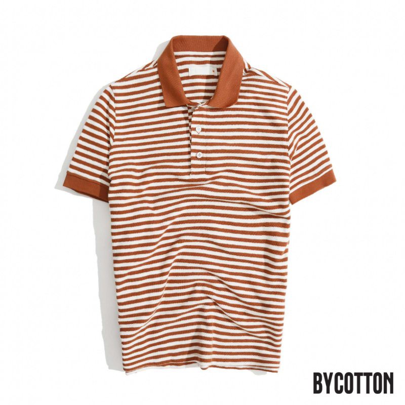 Áo Thun Polo Nam Cổ Bẻ Sọc Nâu BY COTTON Brown Stripe Polo