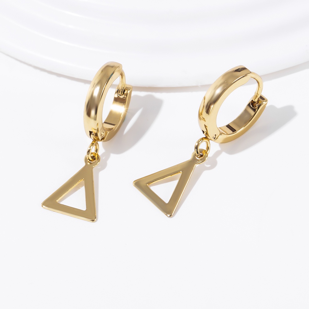 Bông Tai Thời Trang Hình Thánh Giá/Trái Tim Bằng Thép Titan Vàng 18K Cho Nữ