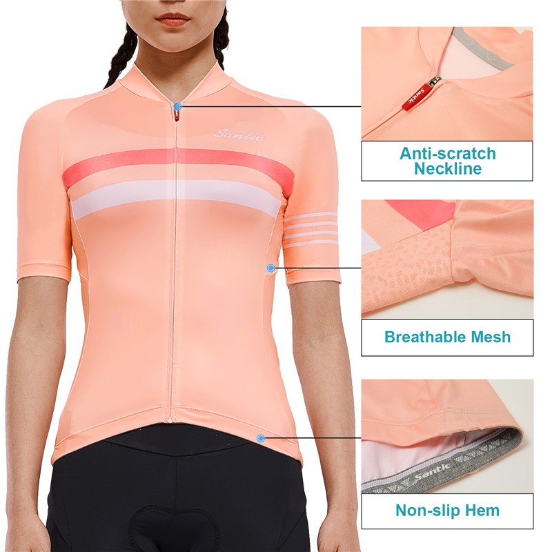 Santic Áo Thi Đấu Đạp Xe Áo Đạp Đường Trường Có Khóa Kéo Toàn Bộ Tay Ngắn Cho Nữ Áo Thi Đấu Nữ Xe Đạp Leo Núi Mùa Hè Chống Trượt WL1C02170