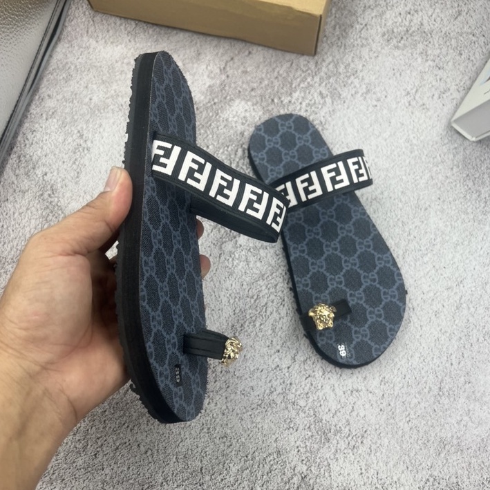 Dép xỏ ngón nam nữ đế gg xanh đen - sandal đồng nai