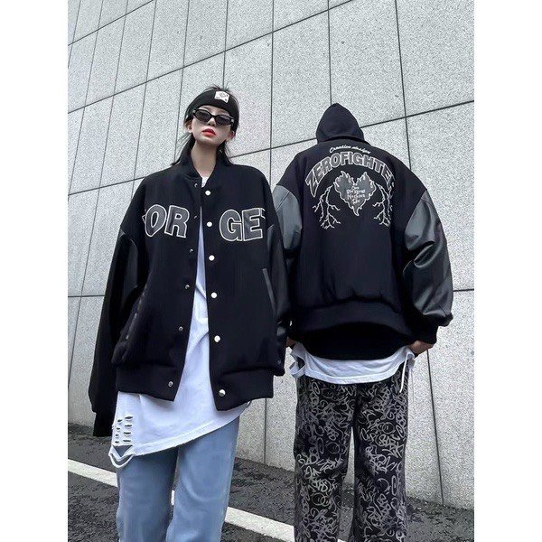 Áo khoác kaki bomber tay da Forget TK-014 | GinHouse Shop