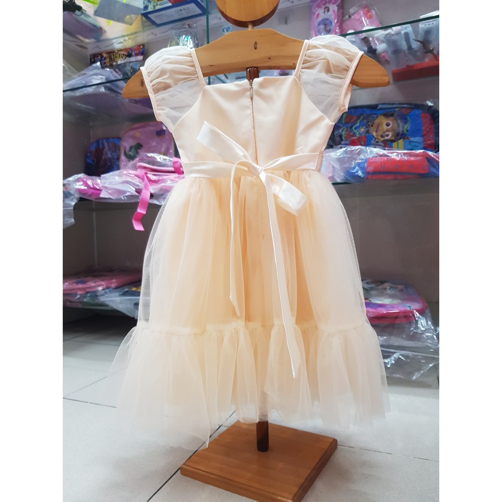 Đầm voan dạ hội kết hoa 3d cao cấp cho bé gái