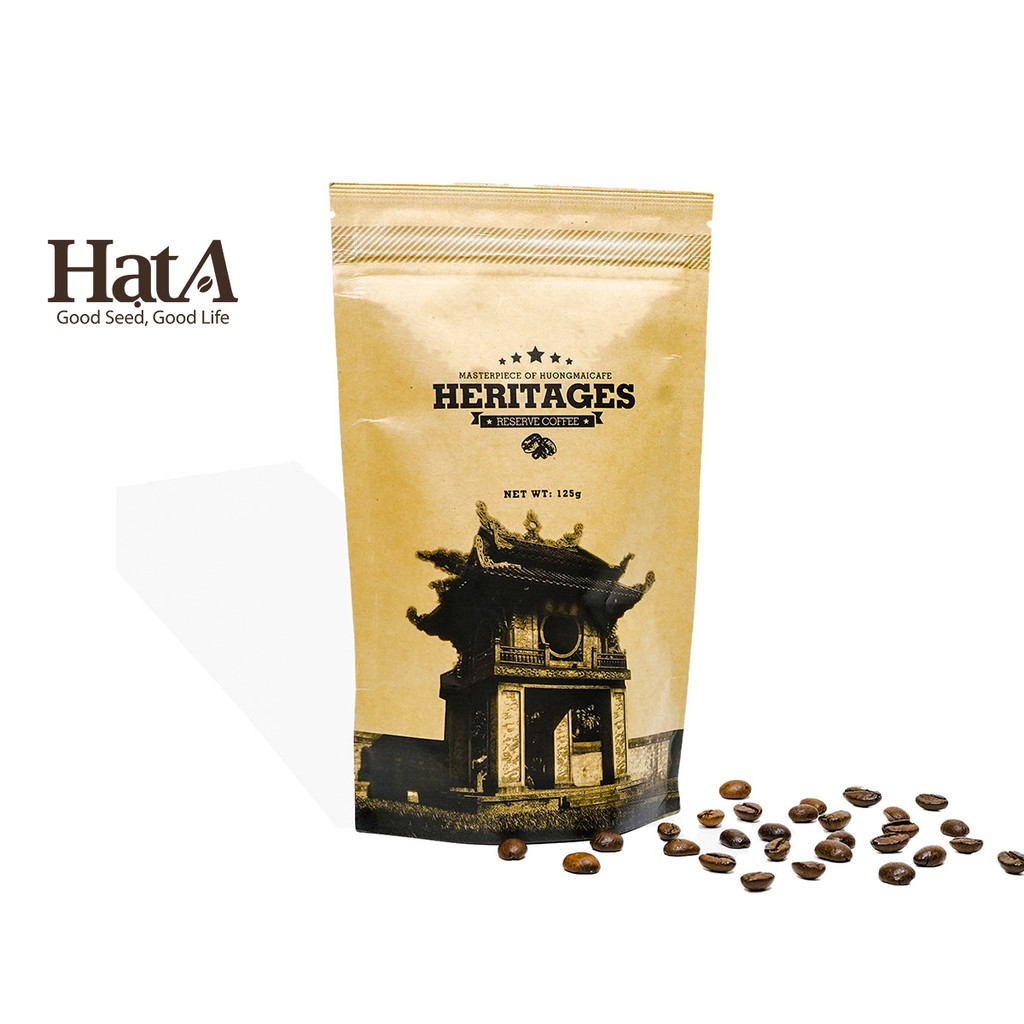 Cà phê chồn cao cấp Heritages Coffee Kraft Bag Hương Mai Cafe 100% hạt Robusta nguyên chất 125gr