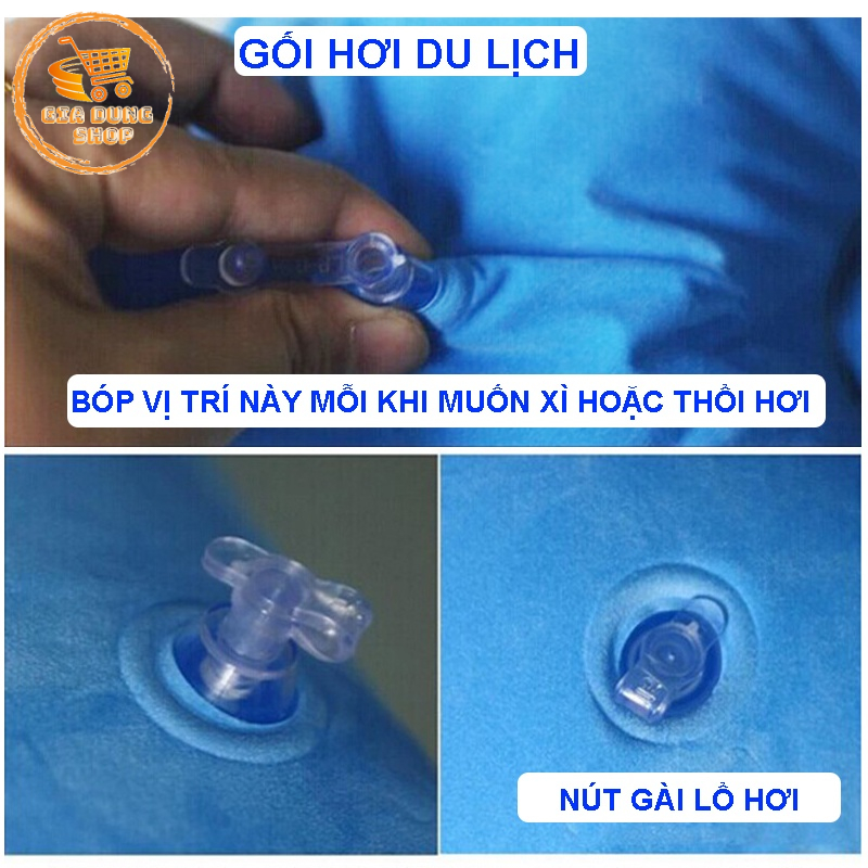 Gối Hơi Du Lich Kích Thước 24 x 34.5cm Dùng Cho Văn Phòng, Tựa Lưng, Đi Xe, Dã Ngoại Gấp Gọn Tiện Lợi