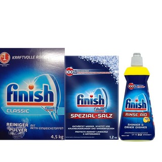 combo bột finish 4,5 kg + muối fibnish 1,2 kg + chia nước làm bóng finish 400ml