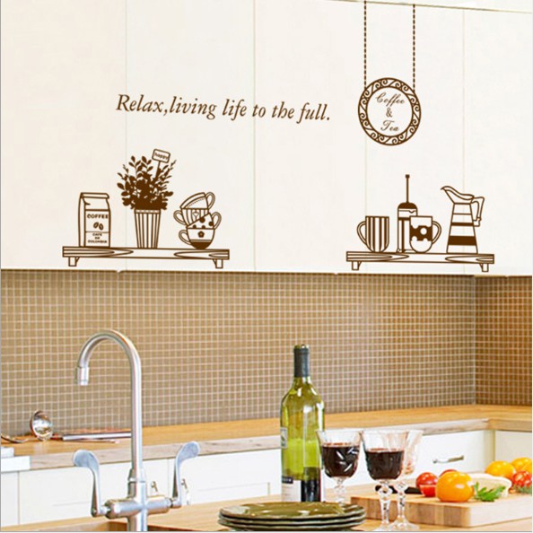 Decal trang trí tường - Coffee &amp; Tea trang trí nhà bếp