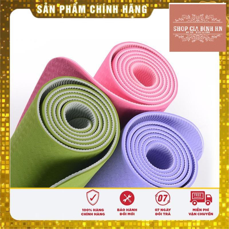 [Hàng Mới] THẢM YOGA 2 MẶT CAO CẤP THẢM TẬP YOGA TPE 2 LỚP 6MM CAO SU NON CÓ TÚI ĐỰNG THỜI TRANG