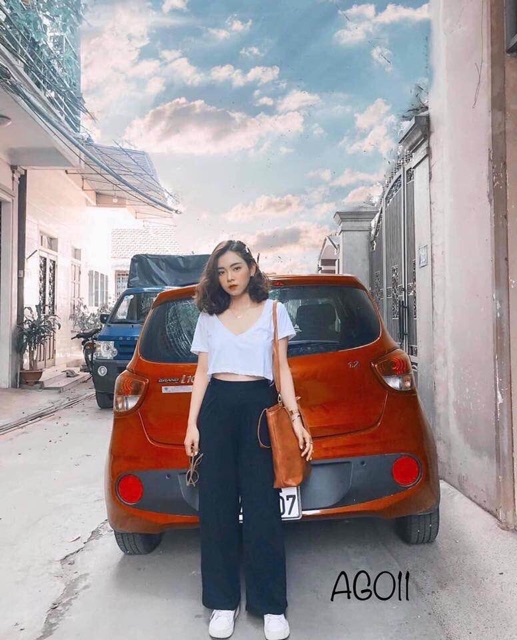 Áo Croptop Basic Cổ Tim Full 5 Màu