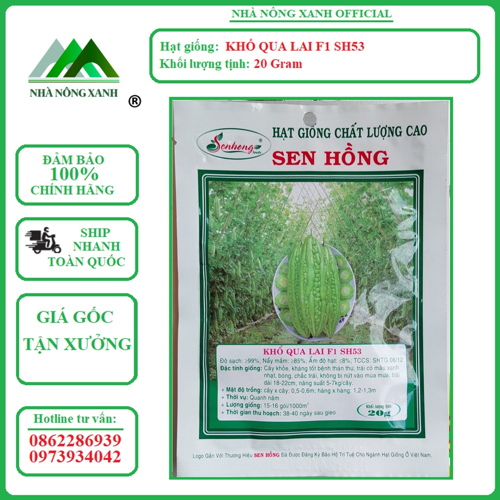 Hạt Giống KHỔ QUA LAI F1 SH53 - Gói 20Gr - SEN HỒNG