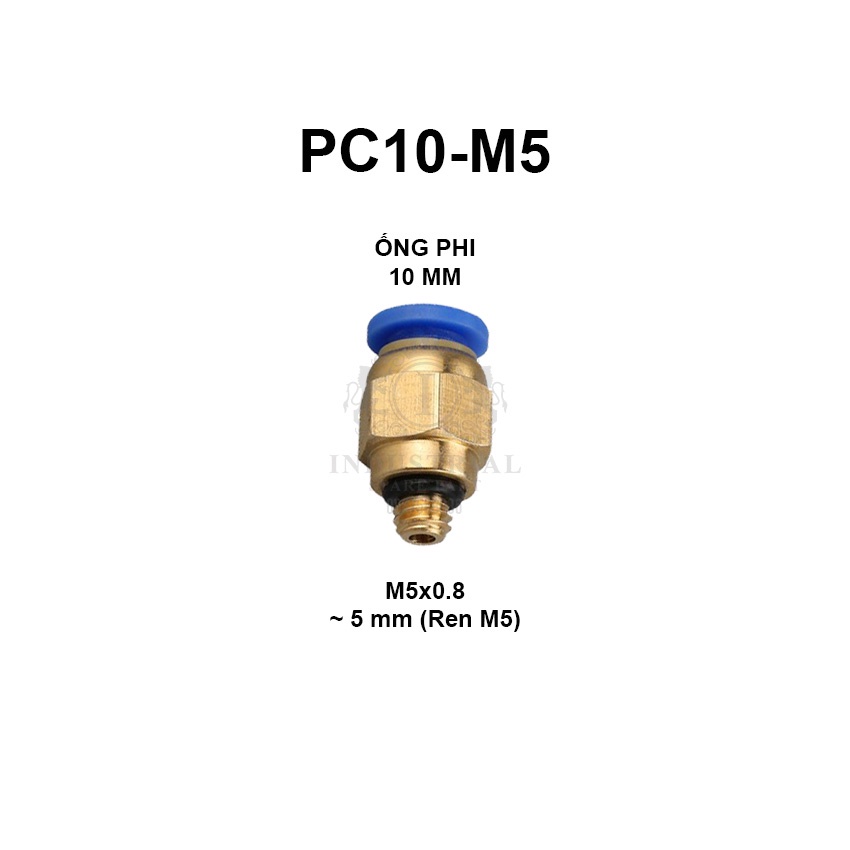 Đầu nối nhanh khí nén PC10 Series. Ống 10 mm, đủ các loại ren cho cút nối hơi và đầu nối hơi máy nén, xy lanh