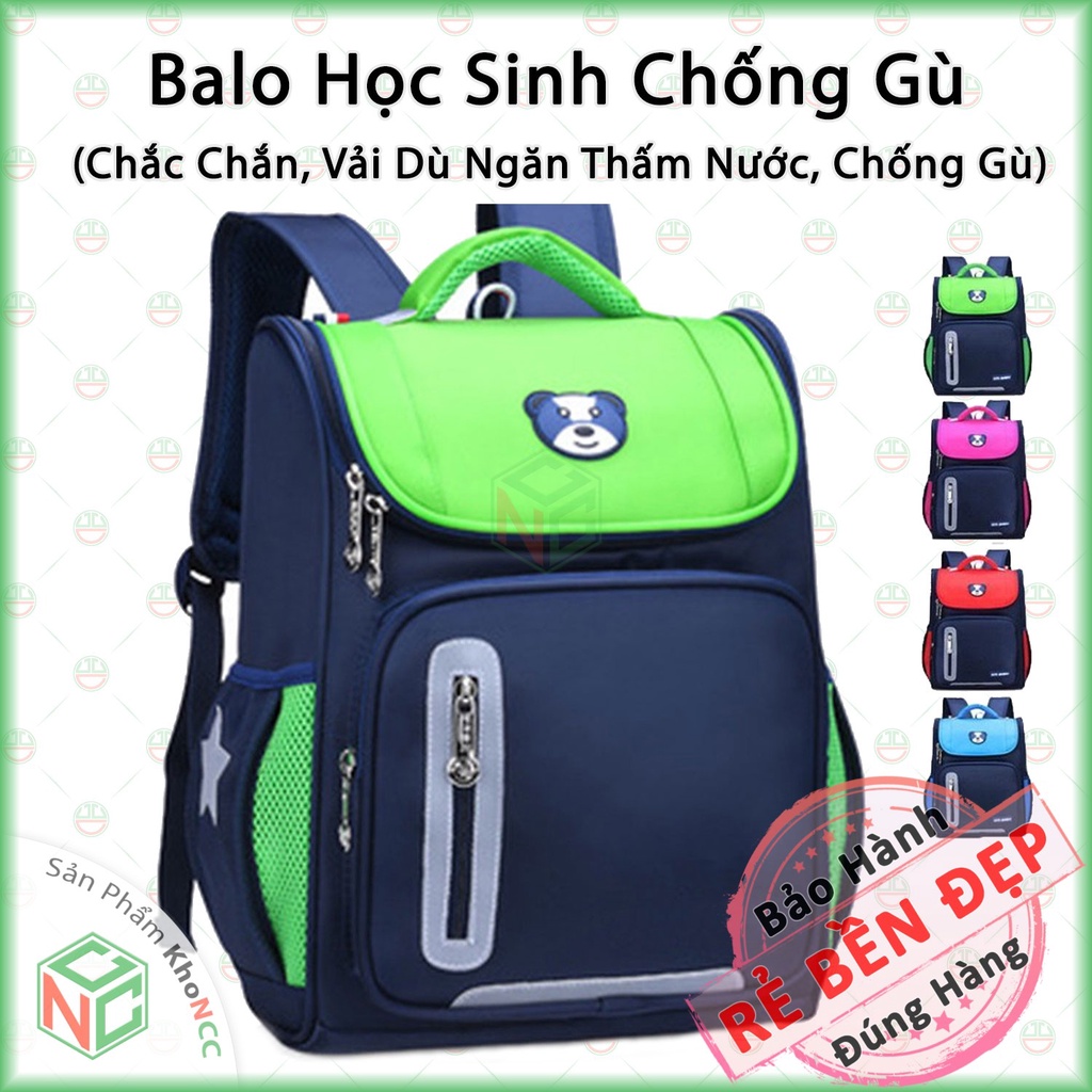 [KhoNCC] Balo Cặp Chống Gù Dành Cho Học Sinh Tiểu Học - Cấp 1, 2 - Vải Dù Chắc Chắn - Ngăn Thấm - NLM-BLCGSN (Nhiều màu)