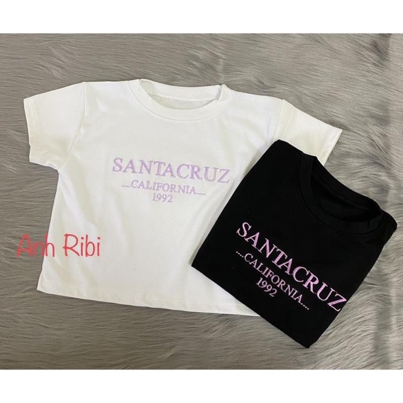 Áo Croptop Nữ Santa Cruz Viền Bèo 🦋FREESHIP🦋 Áo Ngắn Nữ Chữ Thêu 2 Màu