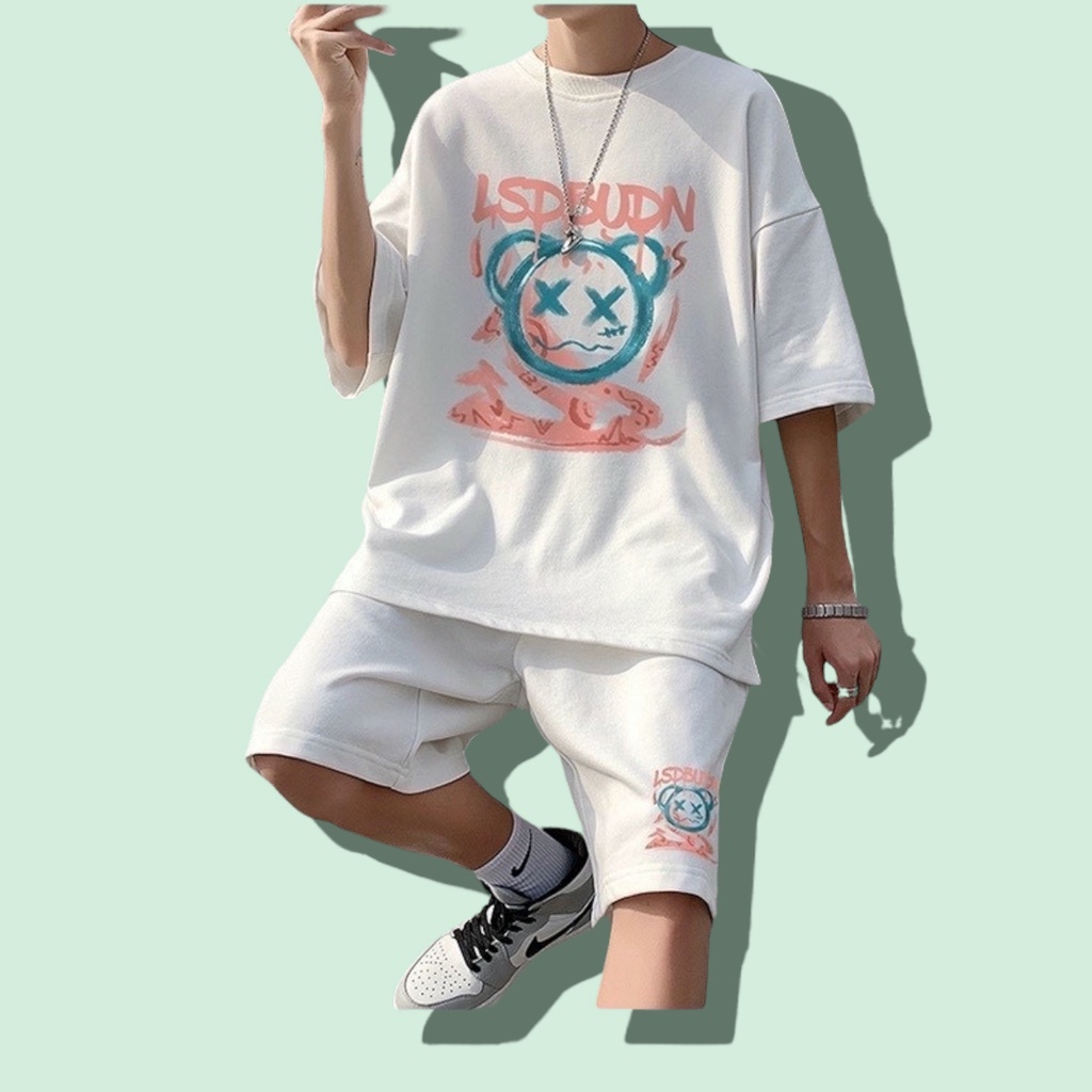 Đồ bộ thể thao nam nữ mặc nhà mẫu Gấu chất thun cotton mềm mịn thoáng mát  FREESIZE Phom rộng tay lỡ unisex 40-70kg vừa