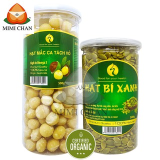 Combo Nhân Macca Úc Đã Tách Vỏ 500gr - Nhân Hạt Bí Xanh Ấn Độ 500gr, Mắc Ca Giảm Cân, Đẹp Da