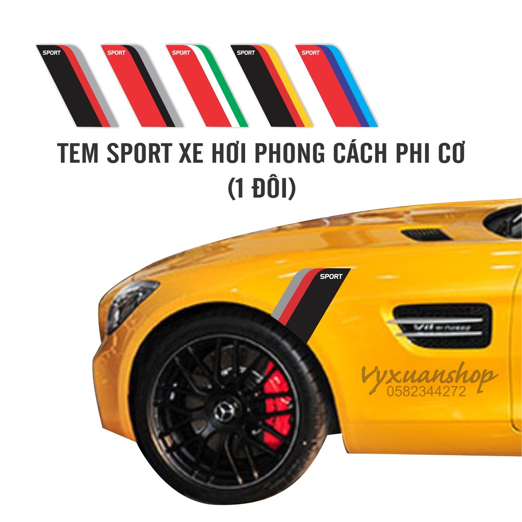 Tem sport 4 chỗ, 7 chỗ phiên bản phi cơ, decal dán xe hơi kèm đồ dán tại nhà
