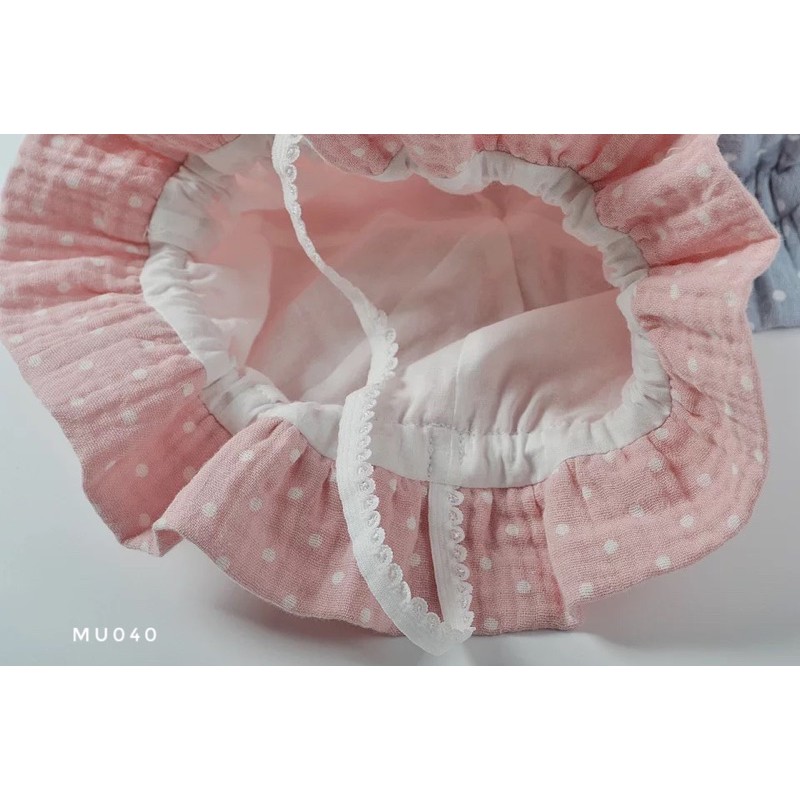 Mũ vải bé gái đính nơ cao cấp MU040