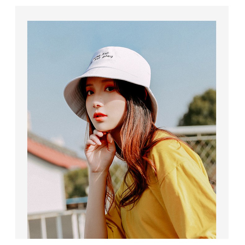 Mũ bucket hat thêu chữ We Play for Ready set play - Nón bucket rộng vành nam nữ