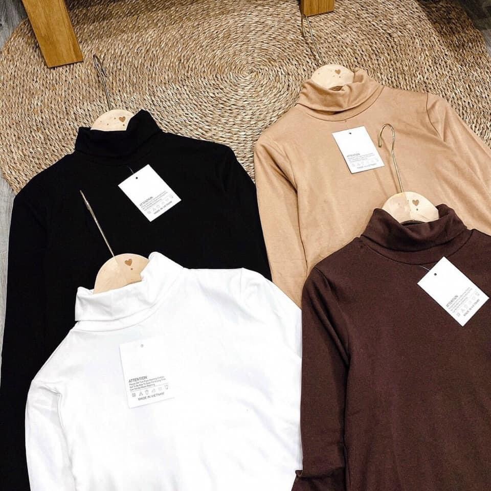 [Mã WARN30 hoàn 15% xu đơn 150k] Áo Thun Trơn Body Cổ Lọ Dài Tay Chất Zip Co Giãn Màu Đen/ Be/ Nâu/ Trắng | BigBuy360 - bigbuy360.vn