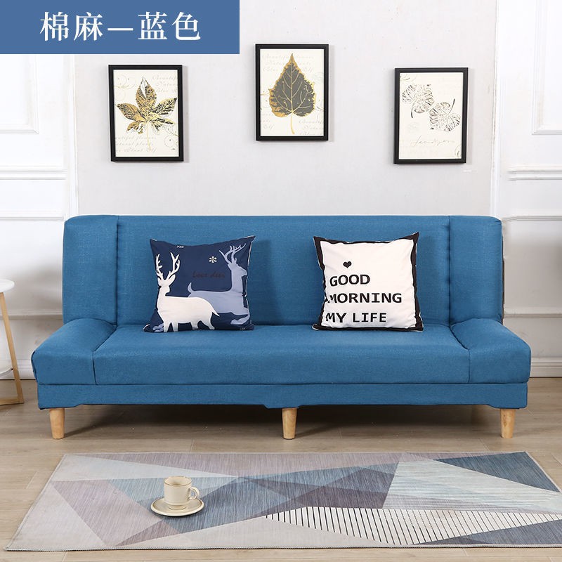 Giường sofa phòng khách kép căn hộ nhỏ có thể gấp lại đơn giản cho thuê tiết kiệm ngủ vải đôi lưới màu đỏ