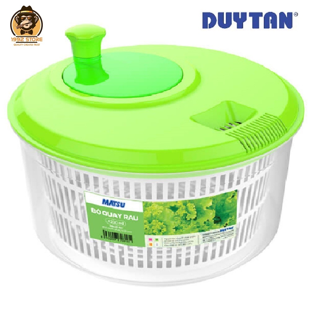 BỘ QUAY RAU SIZE LỚN DUY TÂN (Ø 26,2 x 20 CM ) GIÚP LOẠI BỎ NƯỚC RA KHỎI RAU CỦ QUẢ SAU KHI RỬA NHANH CHÓNG, AN TOÀN.