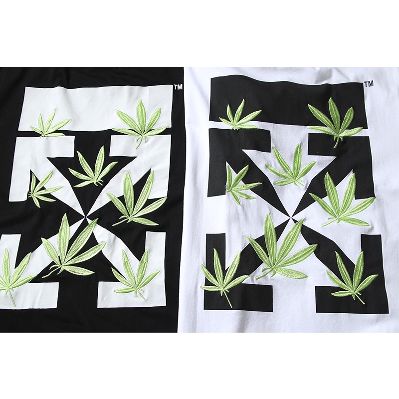 Bán Chạy Nhất O &amp; F Áo Thun Cotton Tay Ngắn In Cỏ Ba Lá Thêu Mũi Tên Kích Thước Lớn Unisex