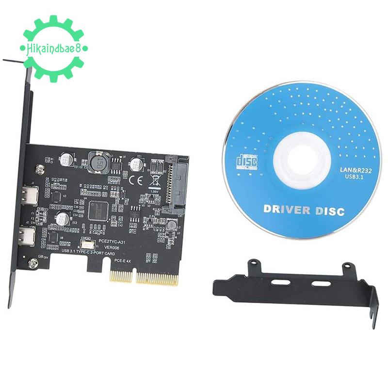 PCI-Express 4X to USB 3.1 Gen 2 (10 Gbps) 2-Port Type C Expansion Card ASM3142 ,Integrated SATA Power Supply Interface