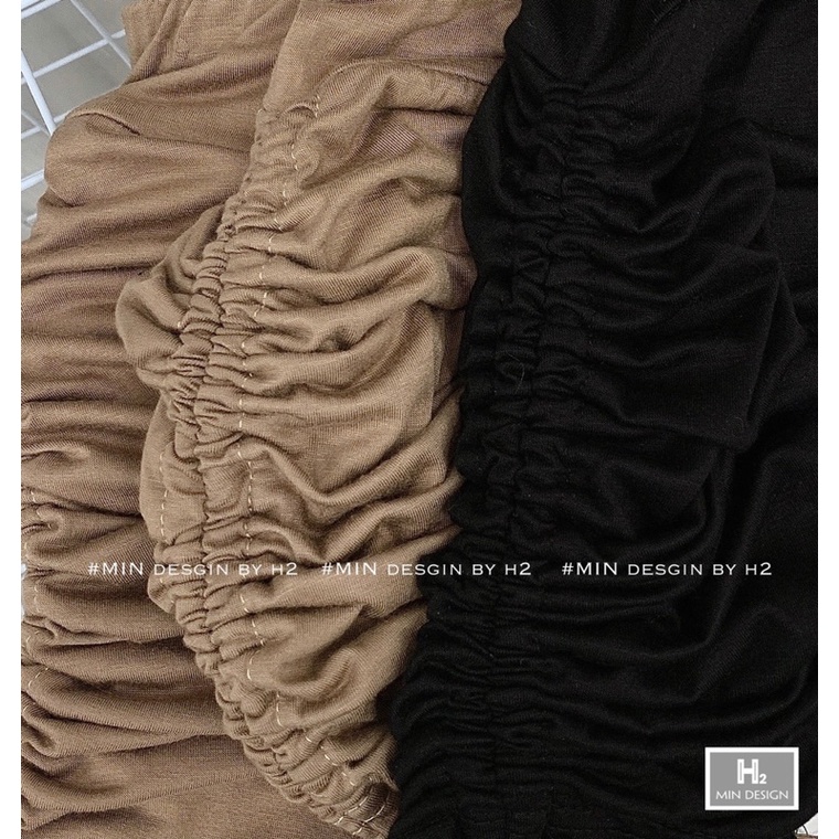 Chân váy cotton rút sườn hai bên