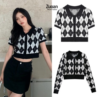 Áo Sơ Mi Dệt Kim Kẻ Sọc Nữ Mùa Hè Retro Cổ Polo Ngắn Tay Ôm Áo