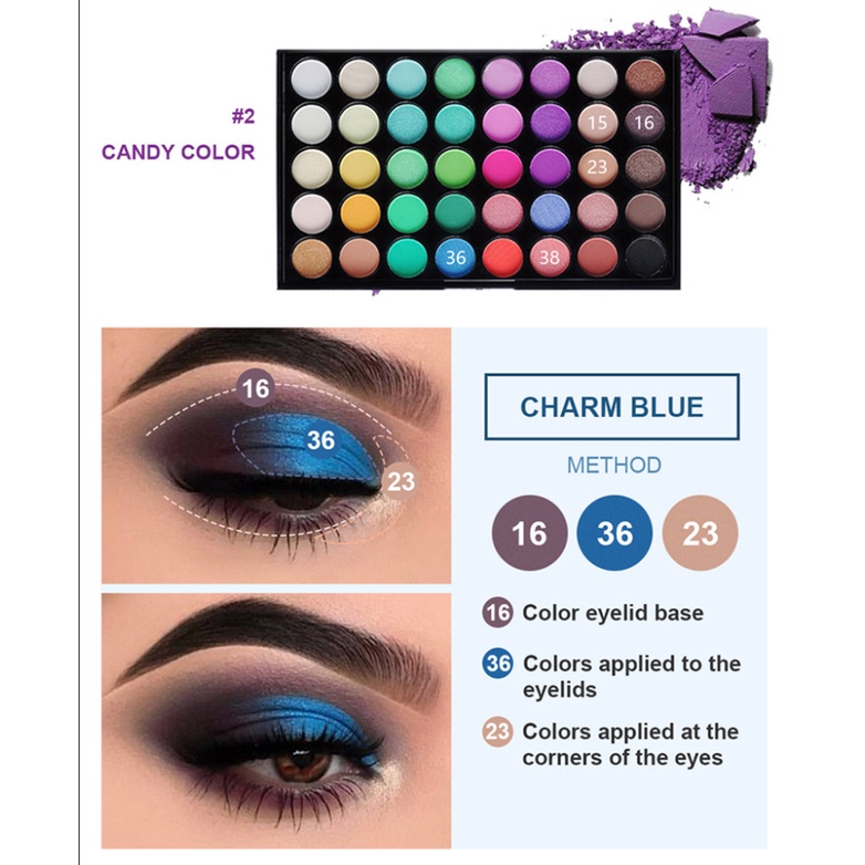 Bảng Phấn Mắt 40 Màu Sắc Hiệu Ứng Lì/ Ánh Ngọc Trai Thời Trang