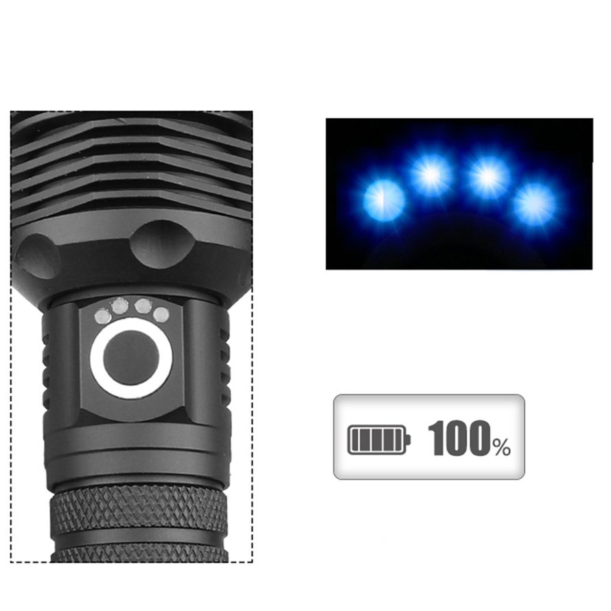 Đèn pin LED P70 EASYGO 1209 công suất cao bằng nhôm có thể sạc lại