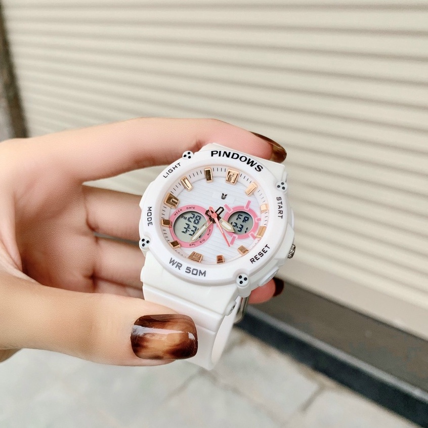 Đồng hồ thể thao nam nữ dây nhựa chính hãng thời trang mặt tròn, chống nước Pindows PD-622