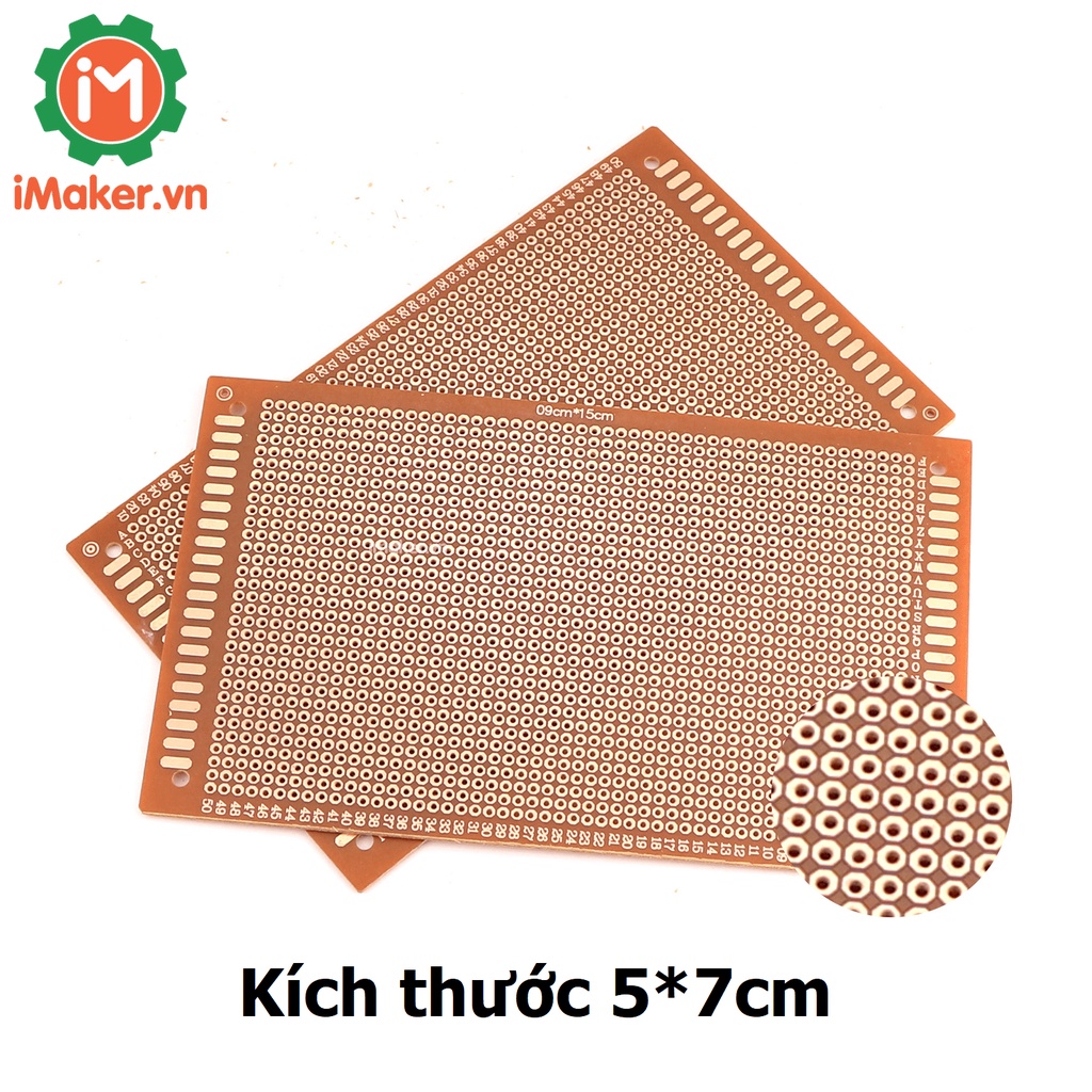 Phíp Đồng Đục Lỗ 5X7Cm Không Phủ Xanh 1 Mặt - Board Đục Lỗ - Fr4