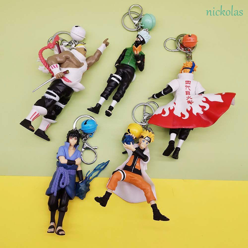 NICKOLAS Japan Anime Naruto Cute Figure Doll KeyChains Gaara Car Accessories Sakura Kakashi Cartoon Itachi 5pcs/set Key Rings