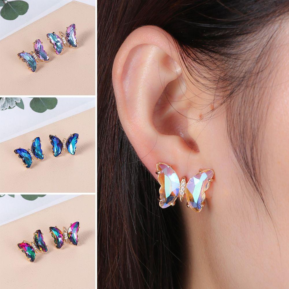 SUMU 1 Cặp Bông Tai Nữ Bằng Kính Phong Cách Retro