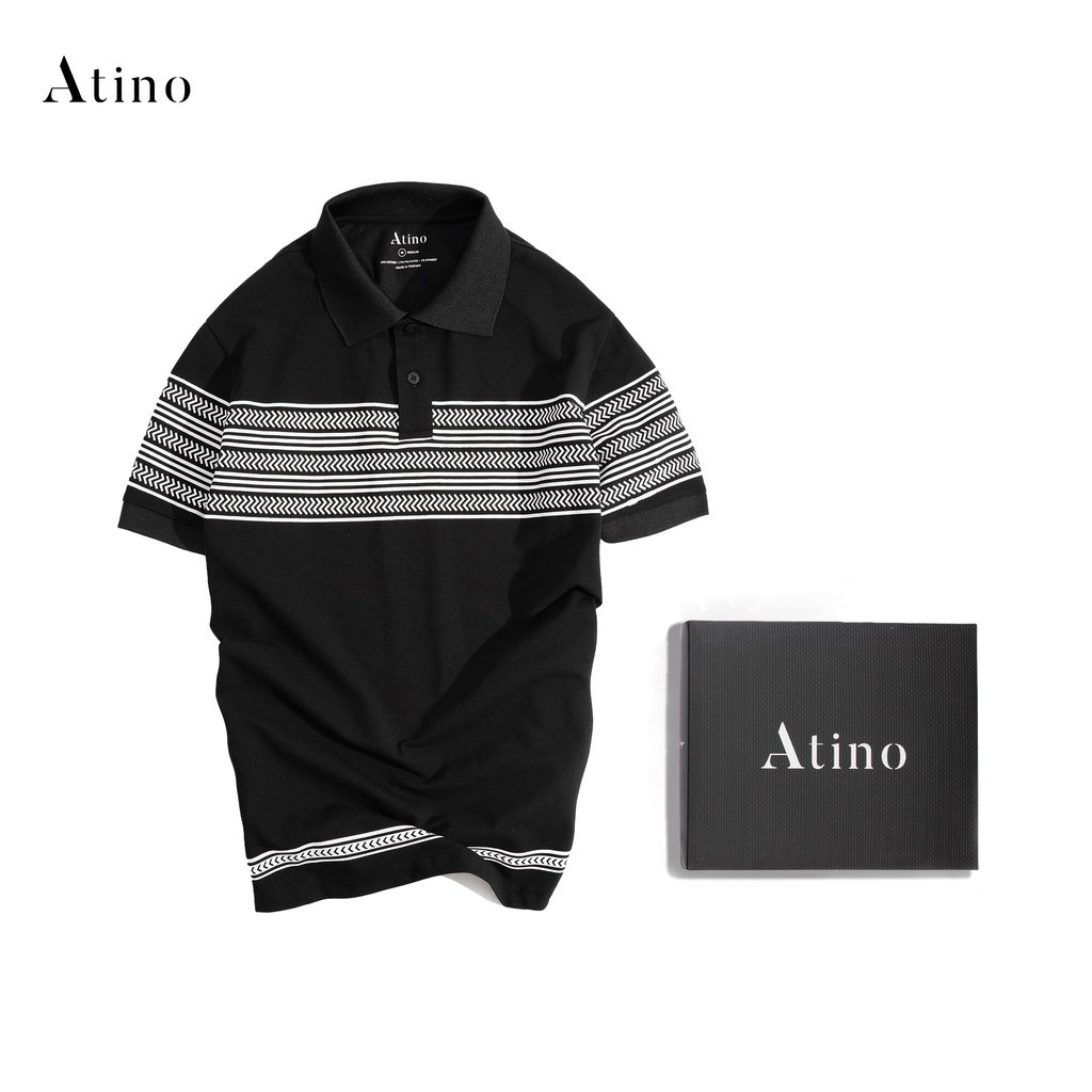 Áo Polo Nam in hoạ tiết CHEVRON ATINO vải cá sấu Cotton cao cấp sang trọng lịch lãm regular APL2104