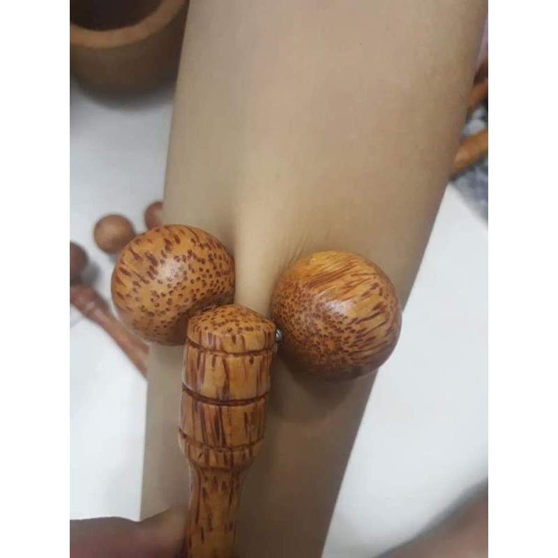 Cây lăn masage mặt, vai, gáy gỗ dừa / gỗ thơm