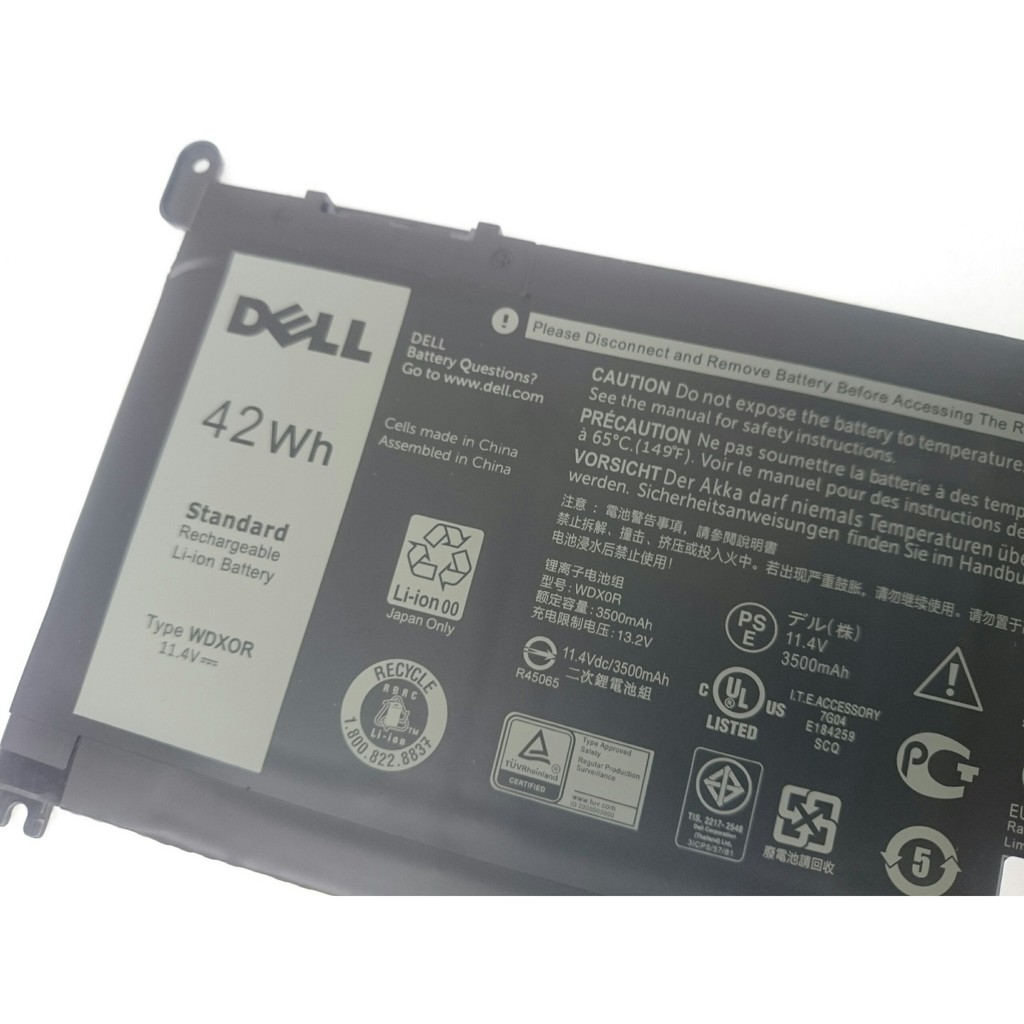 Pin Laptop Dell Latitude 3400 3490 Dell Vostro 5581 5471 3580 inprion 5378 cảm ứng  Loại 42WH mã pin WDXOR Hàng Zin box