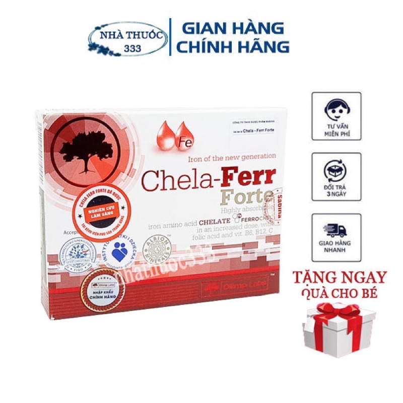 Sắt Chela-Ferr Forte - Hỗ trợ bổ sung và dễ hấp thụ sắt. Hỗ trợ cải thiện thiếu máu do thiếu sắt (Hộp 30 Viên)