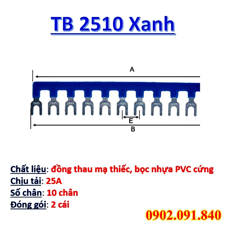 Dăm cài cầu đấu 25A TB2510 TB2512 2cái ✴️VIP✴️ thanh lược cài domino chia dây điện