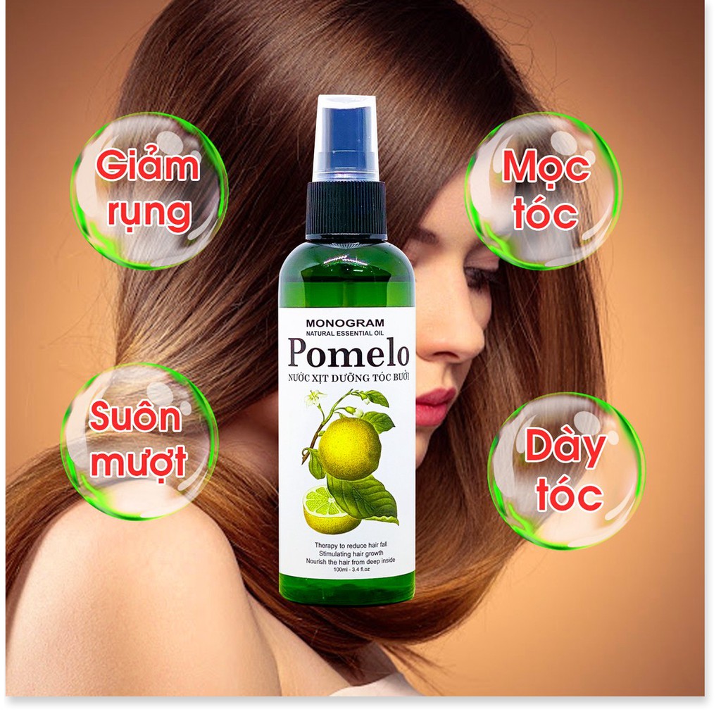 Liệu trình 4 chai Xịt dưỡng tóc Tinh Dầu Bưởi trị rụng tóc Pomelo (100ml x 4)