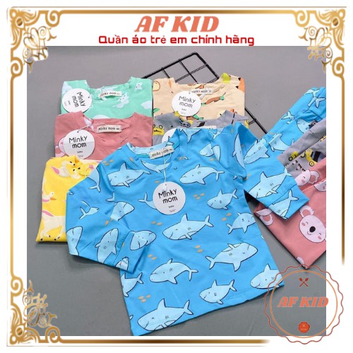 Bộ Cotton Dài Tay Cho Bé  Bộ Thu Đông Dài Tay Minky Mom Shark Cho Bé Trai Bé Gái