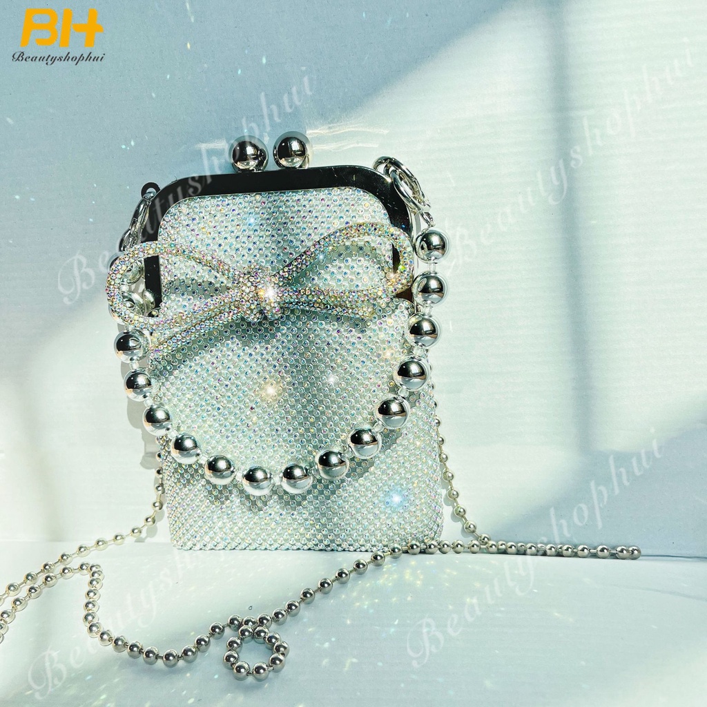 Túi Đeo Chéo Mini Đính Đá Thời Trang Mới 2022 Cho Nữ