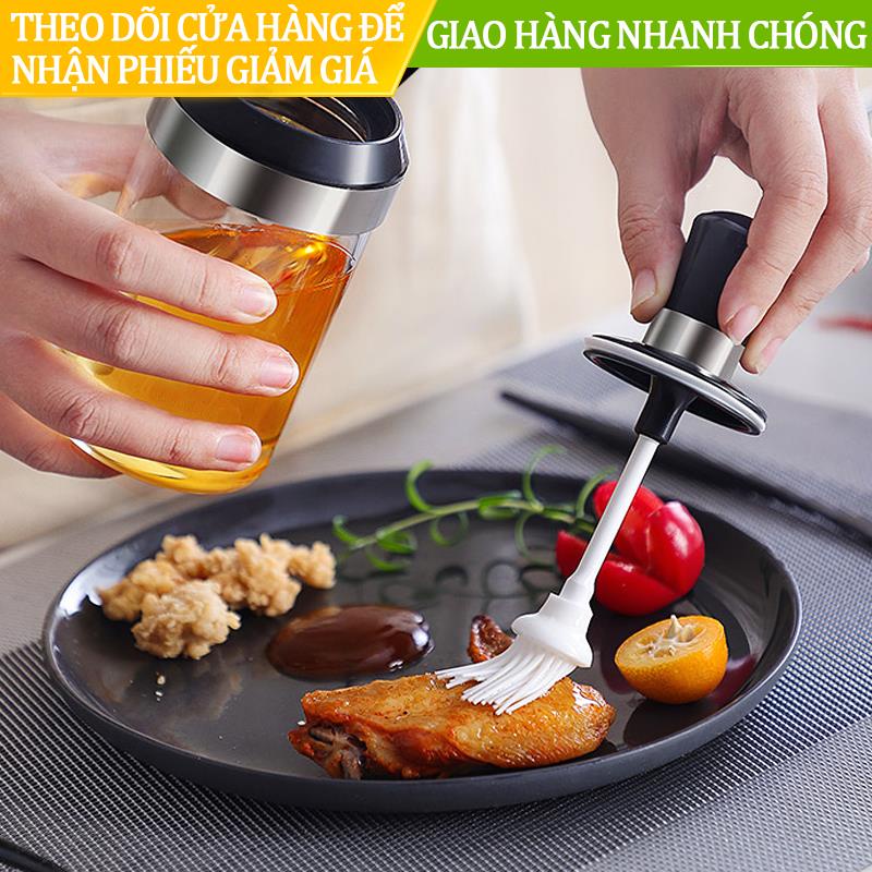 Thủy tinh Tích hợp Chai gia vị Lọ Muỗng Bàn chải Dầu Mật ong Nắp Con dấu Nước sốt Tổ chức Bảo quản Nhà bếp