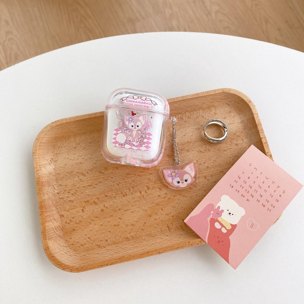 Vỏ Bảo Vệ Hộp Sạc Tai Nghe AirPods 1/2/3/Pro 2021 Bằng TPU Mềm Đính Kim Tuyến Nước Màu Trong Suốt Dễ Thương