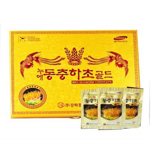 ĐÔNG TRÙNG HẠ THẢO HÀN QUỐC HỘP GỖ VÀNG 60 GÓI NƯỚC  (Nước uống Silkworm Cordycep Gold)