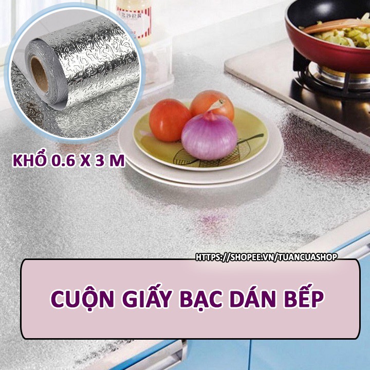 Cuộn giấy bạc dán bếp cách nhiệt khổ 60x300cm